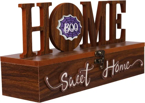 Vista 4 de JIALEIXI Letrero intercambiable "Home Sweet Home", decoraciones de placa de mesa de madera estacional, para decoración de interior del hogar