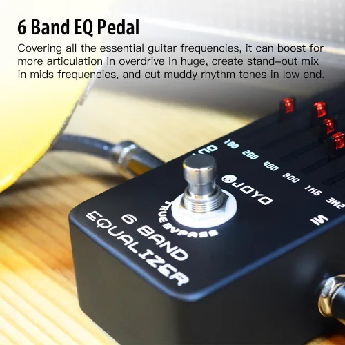 Vista 2 de JOYO Pedal ecualizador de guitarra eléctrica de 6 bandas (100Hz 200Hz 400Hz 800Hz 1.6kHz 3.2kHz) Proporciona ±18dB para cada banda (JF-11)