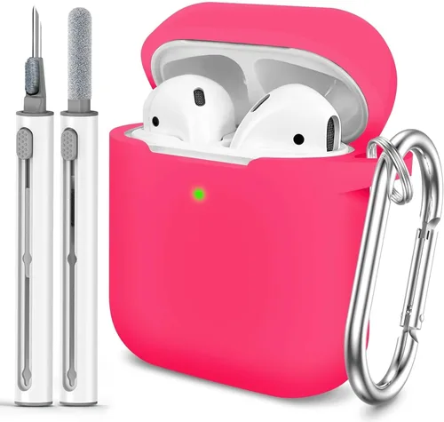 Vista 19 de Funda Protectora para AirPods 1/2, viene con kit de limpieza, funda protectora de silicona suave con hebilla, compatible con estuche de carga
