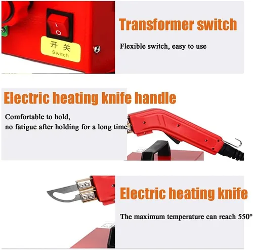 Vista 5 de Electric Hot Knife Cutter, Hand Held Foam Cutting Tool with Straight Blades - 550℃ Temperature Cable Cloth Cutting Machine for Fabric and Rubber，
