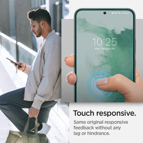 Vista 6 de Spigen Protector de pantalla de vidrio templado [Glas.tR EZ Fit] diseñado para Galaxy S22 Plus [compatible con fundas], paquete de 2 9H Hardness