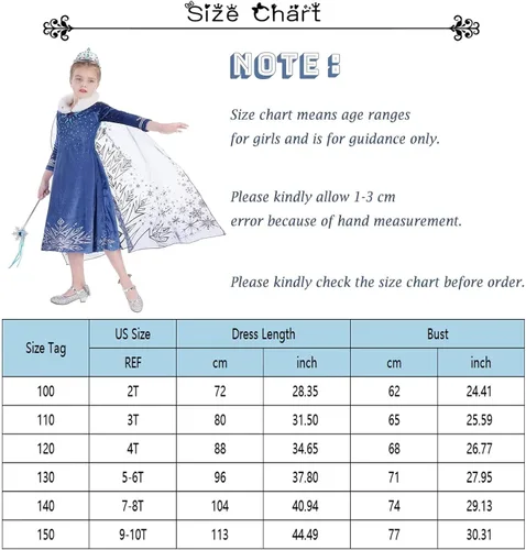 Vista 7 de Kidswant Toddler Baby Girls Luxury Princess Party Halloween Cosplay Costume Dress Up with Accessorries