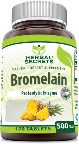 Vista 4 de Herbal Secrets Suplemento de bromelina de 500 mg en tabletas Sin OMG Sin gluten Fabricado en Estados Unidos (60 unidades)