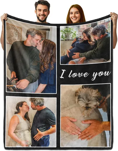 Vista 11 de PUREFLY Manta Personalizada con Texto y Fotos, Mantas Personalizadas Regalos para Esposo Esposa Novia Novio Cumpleaños Aniversario Boda San Valentín