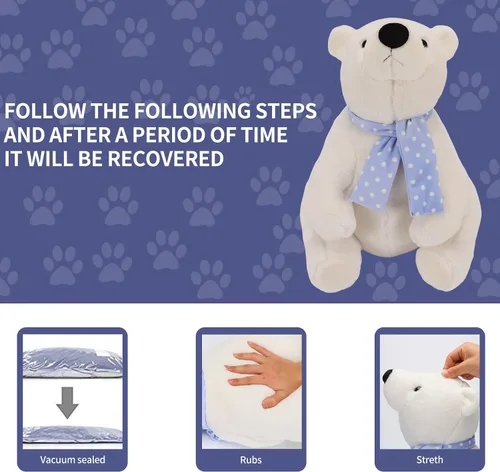 Vista 4 de Oso polar de peluche, 9.8 pulgadas, realista, súper suave, lindo oso polar con bufanda, lindo juguete de peluche Kawaii para niños, niños, familia