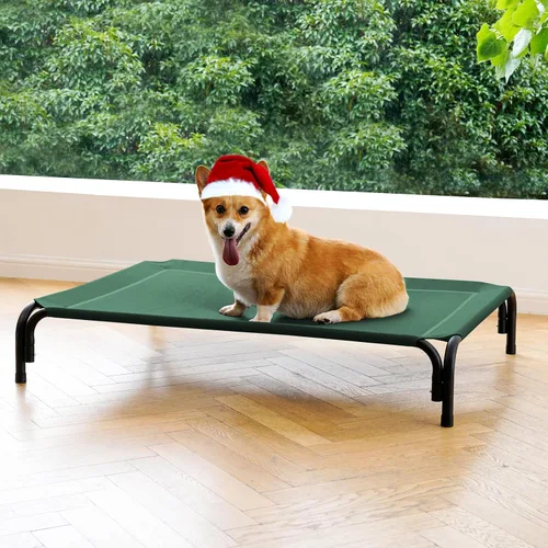 Vista 20 de Cama Elevada para Perros Catre Elevado para Perros al Aire Libre para Perros Medianos, la Instalación No Requiere Herramientas, Marco con Malla