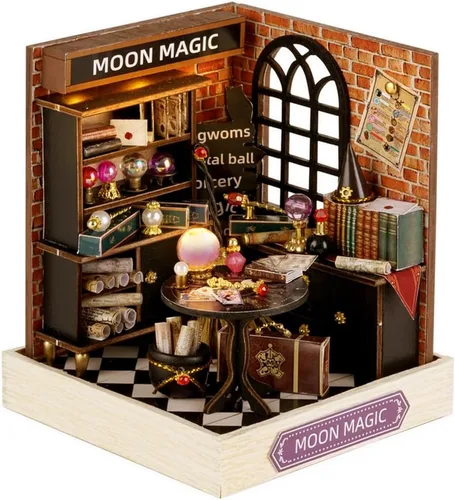Vista 12 de TuKIIE Kit de casa de muñecas en miniatura con muebles, a escala 1:24, casa de muñecas de madera creativa para habitación mini, a prueba de polvo