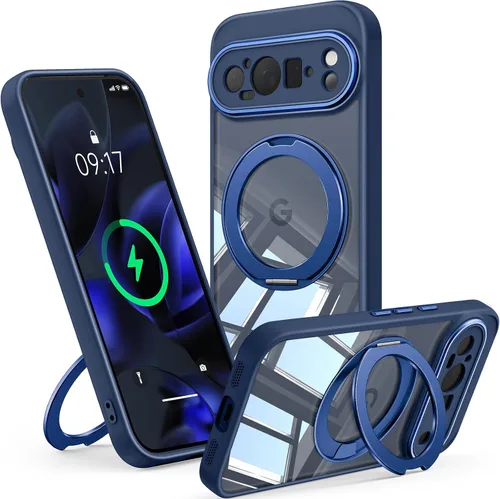 Vista 39 de 【Soporte magnético giratorio de 360°】 Funda para Google Pixel 8A 【Compatible con MagSafe y Pixelsnap】 Funda con soporte de anillo 【Transparente sin