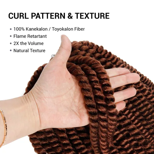 Vista 5 de Trenzas de ganchillo de pelo sintético auténtico doble Jumbo Senegalese Twist 12" (30) [AU-THEN-TIC Senegalese Twist] (12") - Natural Texture &