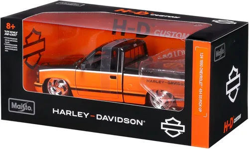 Vista 7 de Maisto - Modelo (escala 1:24), Harley Davidson Custom 1993 Chevy Pick-up, color naranja/negro