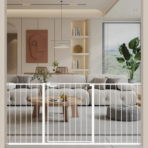 Vista 19 de WAOWAO Triple Lock 49.21-66.54 pulgadas, puerta para bebé extra ancha montada a presión, de paso con bisagra, cierre automático, seguridad de metal