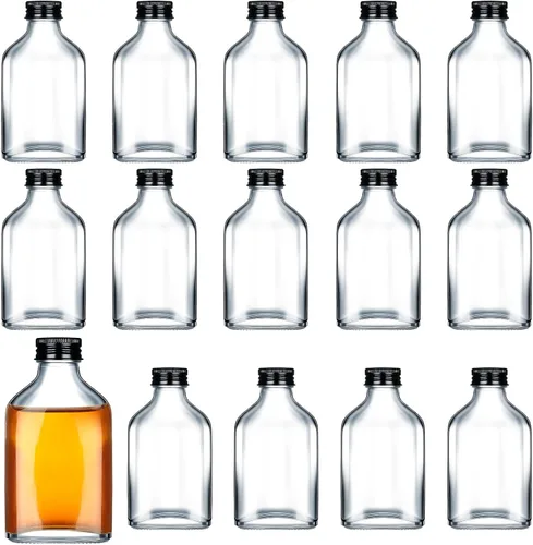 Vista 8 de Patelai 1 mini botellas de vidrio a granel con tapas, botellas de licor transparentes, botellas vacías de alcohol, embotellado de bebidas