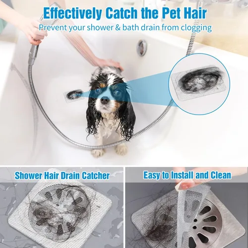 Vista 6 de Adhesivos desechables para drenaje de cabello, 10 unidades, cubierta de drenaje de ducha, protector de drenaje de ducha de baño, cubierta de malla