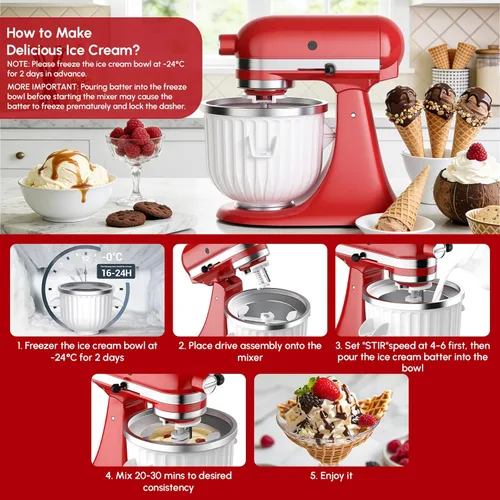 Vista 2 de KitchenAid - Accesorio para máquina de helados para batidora de pie Cuenco de helado de 2 cuartos de galón, se adapta a modelos KitchenAid de 4.5
