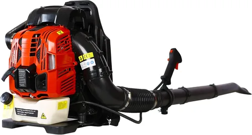 Vista 8 de Soplador de hojas de gas, soplador de mochila de motor de patio de 2 ciclos de 52 cc, potente soplador comercial de 530 CFM para patio, césped