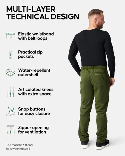 Vista 2 de DANISH ENDURANCE Pantalones de senderismo Softshell para hombre, repelente al agua, forro polar