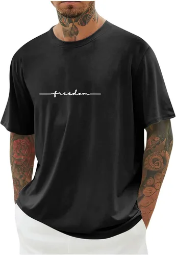 Vista 21 de Camiseta deportiva para hombre, casual, de manga corta, cuello redondo, ajuste holgado, atlética, correr, gimnasio, entrenamiento, camisetas