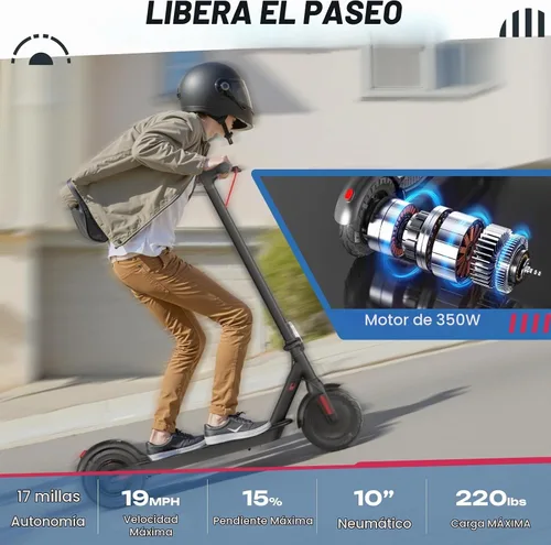 Vista 2 de Windone Electric Scooter for Adults, 430W Peak Motor, 19MPH & 17-Mile Range, Foldable Commuter Scooter with 10" Shock-Absorbing Tires & Dual Braking