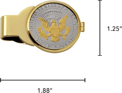 Vista 3 de Sello Presidencial la mitad Dólar dinero clip con moneda desmontable, DoradoPlateado), 13023