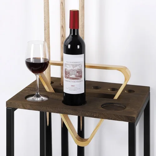Vista 3 de Soporte para palos de billar de madera, soporte para palos de billar con Marrón oscuro