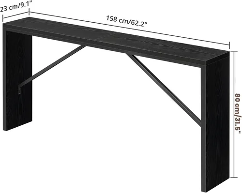 Vista 3 de MAHANCRIS Mesa consola, mesa de sofá de 62.2 pulgadas de largo detrás del sofá, mesa de entrada estrecha, mesa de comedor de granja con marco