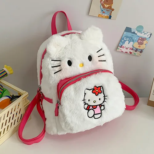 Vista 2 de Ohjijinn Kawaii Backpack Cute Plush Bag, Anime Backpack Cartoon Schoolbag, Plush Backpack Mini Backpacks for Girls (White)