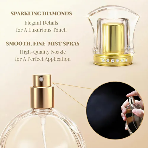 Vista 5 de Paquete de 6 botellas de perfume recargables de 1.7 fl oz/1.7 onzas, botella atomizadora de perfume de vidrio vacía, botella de viaje de colonia