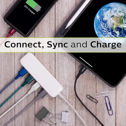 Vista 6 de PHILIPS Cable USB C a Lightning, cable de cargador de iPhone de 4 pies para 14/13/12 Cargador Airpod Pro, cables de carga Lightning para iPhone