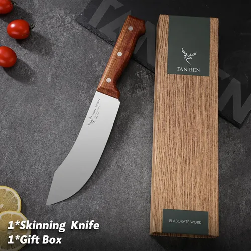 Vista 6 de TAN REN Cuchillo de carnicero para cortar carne, cuchillo de carne de espiga completa de 7 pulgadas Cuchillo de carnicero de 7 pulgadas