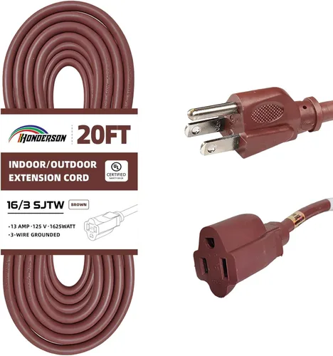 Vista 23 de Cable de Extensión HONDERSON, Certificación UL, Calibre 16, 1 Pie de Largo, Color Negro, 3 Puntas, Resistente, 16/3 SJTW, 13A, Cable de Energía