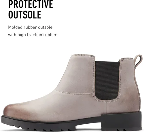 Vista 4 de SOREL Botas Chelsea Emelie II para mujer, botas de lluvia de cuero impermeables