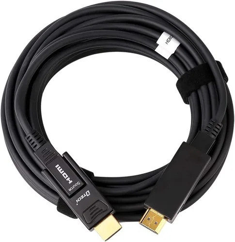 Vista 7 de DTech Cable HDMI de fibra óptica de 25 pies 4K 60Hz YUV 444 18Gbps Ultra HD con doble conector micro a estándar cable HDMI para proyector de TV
