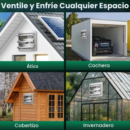 Vista 5 de Ventilador de escape solar de 12 pulgadas para invernadero con termostato inteligente, batería