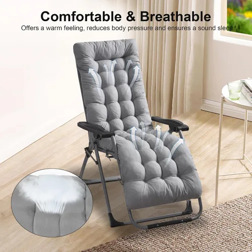 Vista 3 de Moclever Cojín para silla de gravedad cero de 67 x 22 x 4 pulgadas, cojín reclinable grueso para interiores y exteriores, cojín suave para tumbona