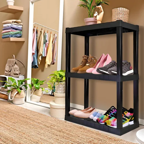 Vista 2 de Oskar - Estantes de almacenamiento de plástico resistentes para garaje, cocina, baño, sótano, habitación de los niños, estante organizador apilable