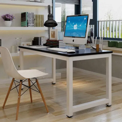 Vista 2 de Escritorio para computadora, escritorio de trabajo de madera de 43 pulgadas, escritorio grande para videojuegos, mesa para computadora portátil