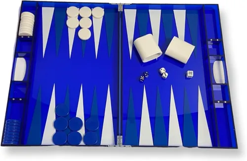 Vista 5 de Lucite - Juego de backgammon acrílico de 18 pulgadas, tablero y piezas prémium (negro/rojo)