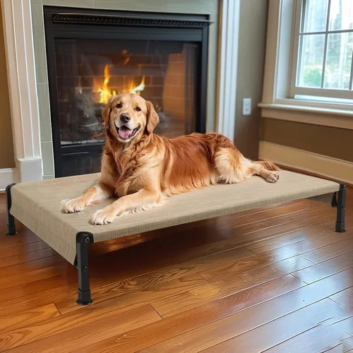 Vista 6 de Veehoo CWC2433 - Cama fresca para perros para exteriores, cama elevada para mascotas con malla Teslin lavable y transpirable, pies de silicona