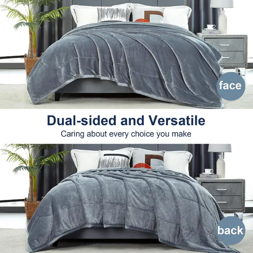 Vista 2 de DREAMNINE Manta grande y gruesa de 3 capas de franela suave tamaño Queen para cama de 90 x 90 pulgadas, manta de terciopelo mullido y cálida de lujo
