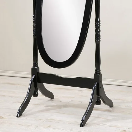 Vista 3 de Roundhill Furniture Espejo Cheval Tradicional Estilo Reina Ana de Madera para Piso, Negro