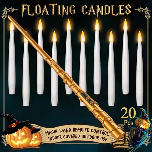 Vista 10 de TLPUHU Velas flotantes con varita, 10 velas LED sin llama blancas Blanco