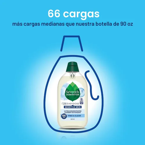 Vista 5 de Seventh Generation Detergente para ropa, ultra concentrado EasyDose, libre y transparente, 23.1 onzas líquidas (paquete de 2)