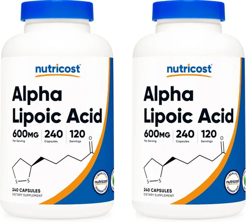 Vista 10 de Suplemento Nutricost Ácido Alfa Lipoico 600 mg por porción, 120 cápsulas, 60 porciones - Cápsulas vegetales, sin OMG