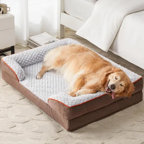 Vista 12 de LEXTRO Cama ortopédica para perros extra grandes, cama de espuma para perros extra grandes, equipada con funda de almohada extraíble impermeable