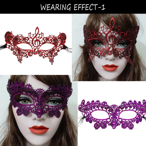 Vista 4 de CNYMANY 8 máscaras de encaje para parejas, hombres y mujeres, sexys para fiestas de baile, disfraz veneciano de mascarada, verde, rojo, morado