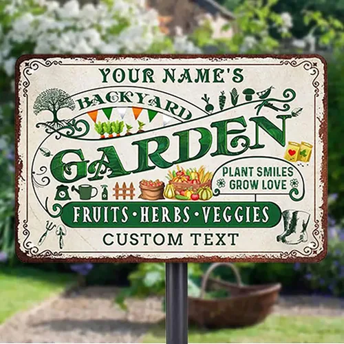 Vista 11 de Letreros de metal personalizados con nombre hechos en Estados Unidos, letrero de jardín vintage personalizado, impermeable, vintage, impresión