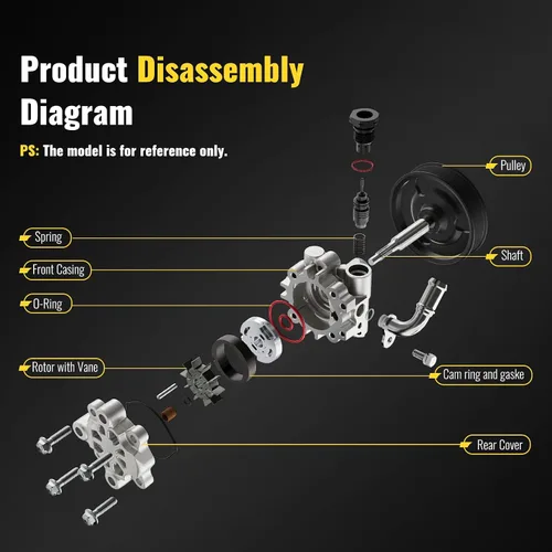 Vista 5 de TUCAREST Bomba de dirección asistida 96-331 (Para 2.5L 2458cc Aspirado naturalmente; Eng. EJ253) Compatible con 2009-2010 Su-baru Forester