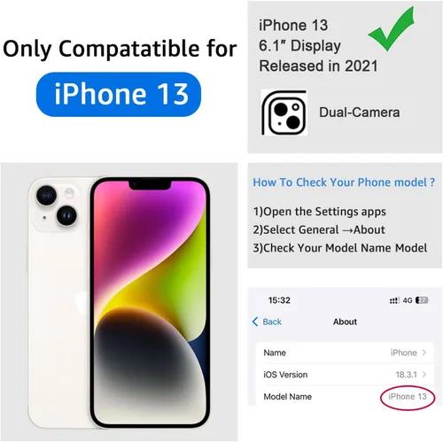 Vista 2 de Funda tipo cartera para iPhone 13, [bloqueo RFID] con 3 ranuras para tarjetas con ranura para tarjeta de crédito, cubierta protectora magnética