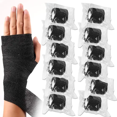 Vista 7 de Paquete de 12 vendajes cohesivos autoadhesivos de 2 pulgadas x 5 yardas, cinta de primeros auxilios, cinta autoadhesiva elástica, atlética, cinta