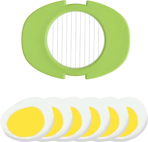 Vista 4 de Juego de rebanador de huevos con 3 cortadores - Corta huevos duros en rodajas finas, gajos o mitades - Rebanar huevos manualmente fácil - Sin